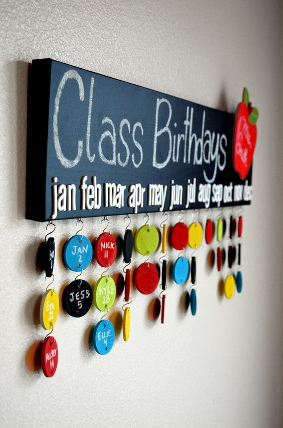 Birthday Gifts For Teachers
 Teacher Gift Chalkboard Class Birthday Calendar 30 Name