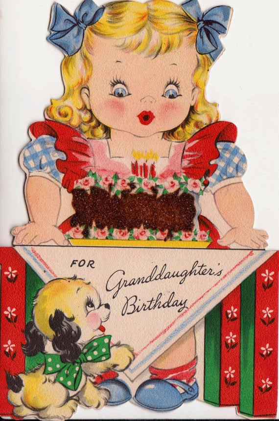 Birthday Greetings Cards
 Vintage Hallmark 1943 For Granddaughters by poshtottydesignz