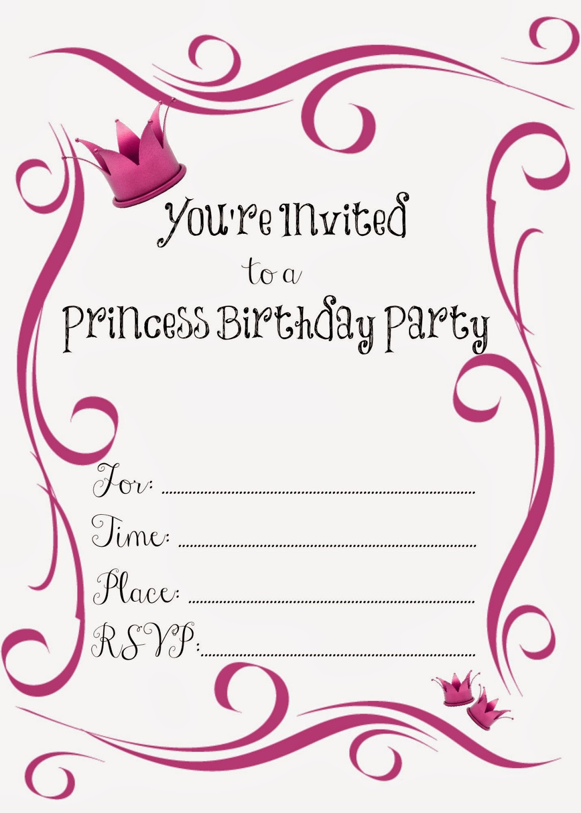 Birthday Invitation Template Free
 Free Birthday Party Invitations for Girl – Bagvania