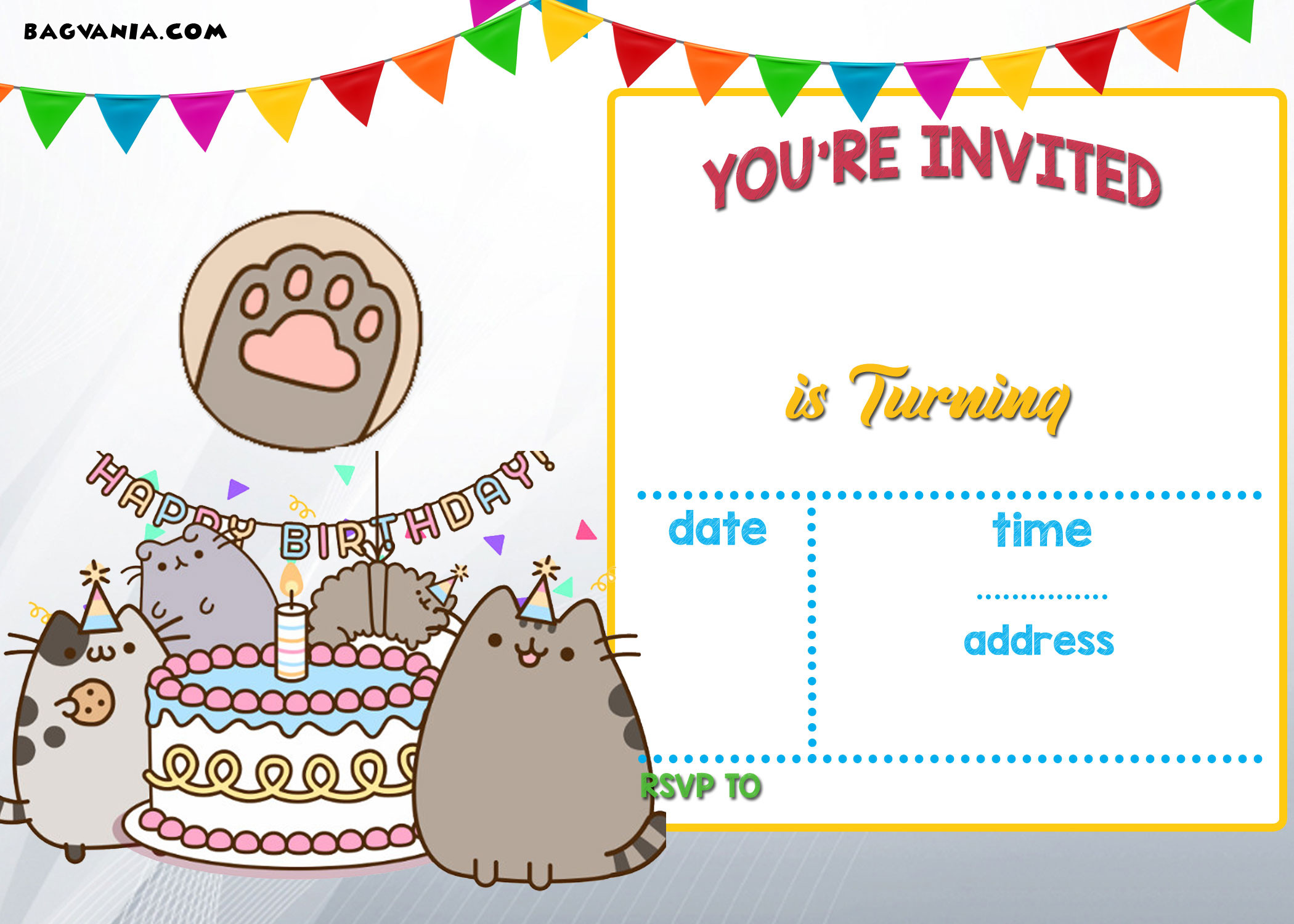 Birthday Invitation Template Free
 FREE Printable Pusheen Birthday Invitation Template — FREE