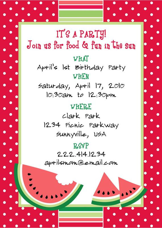 Birthday Invitation Template Free
 PRINTABLE watermelon themed party invitation