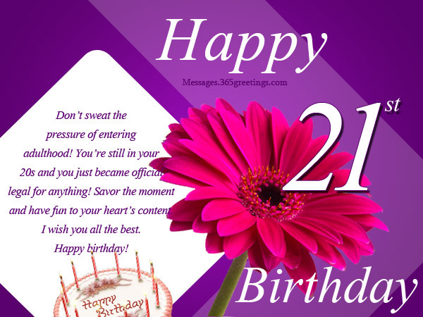 Birthday Wishes For 21 Year Old Son
 HAPPY 21ST BIRTHDAY QUOTES FROM MOTHER TO DAUGHTER image