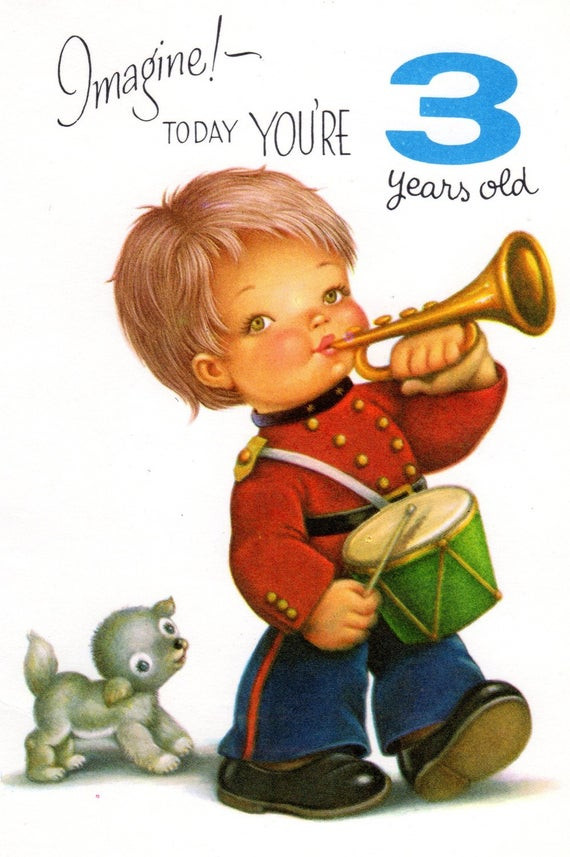 Birthday Wishes For 3 Year Old Son
 Items similar to Chubby Cheek Boy Birthday Card For Three