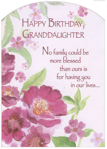 Birthday Wishes For Granddaughter
 Pink Flowers with Glitter Z Fold Granddaughter Birthday