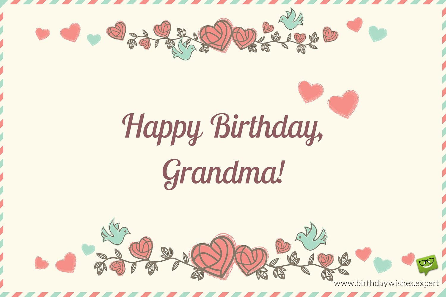 Birthday Wishes For Grandma
 Happy Birthday Grandma on image of an old envelope with
