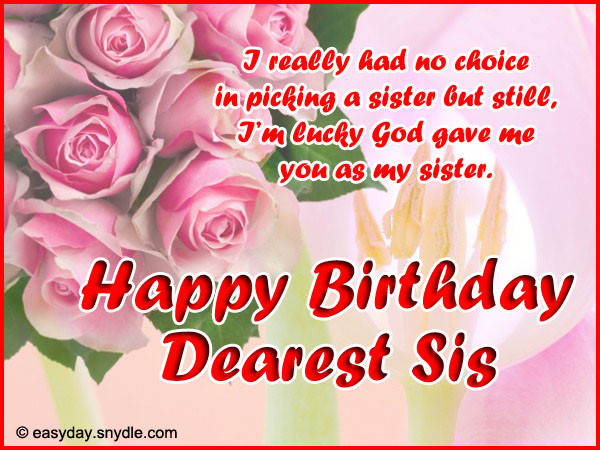 Birthday Wishes To My Sister
 Happy Birthday Wishes and Birthday Birthday wishes