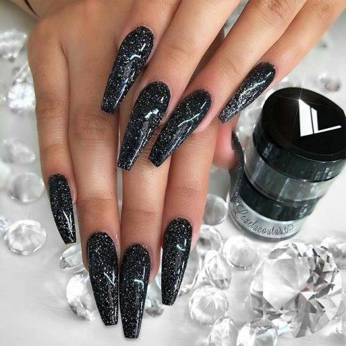 Black Acrylic Nails With Glitter
 BLACK GLITTER NAILS DESIGNS THAT ARE MORE GLAM THAN GOTH