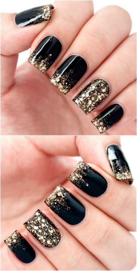 Black Acrylic Nails With Glitter
 Top 100 Most Creative Acrylic Nail Art Designs and