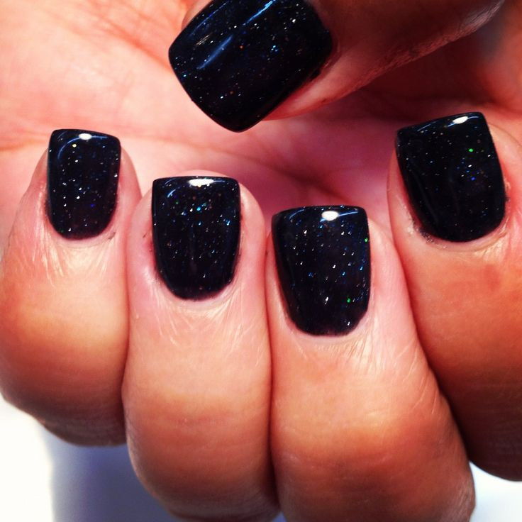 Black Acrylic Nails With Glitter
 Sculptured black sparkle acrylic nails