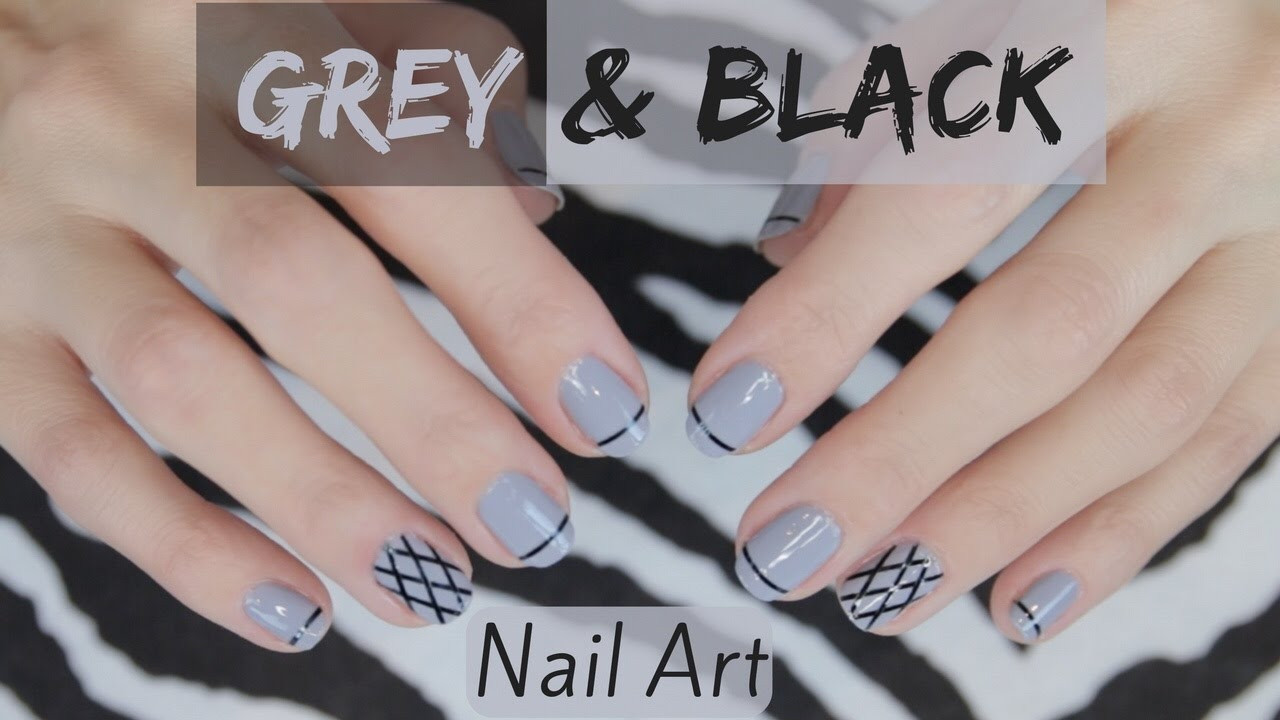 Black And Gray Nail Designs
 Grey and Black Nail Art Tutorial