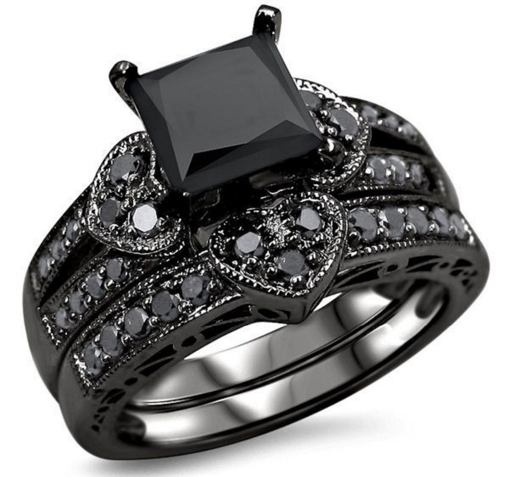 Black And Pink Wedding Ring Sets
 2015 NEW ARRIVED black gold princess cut medusa wedding