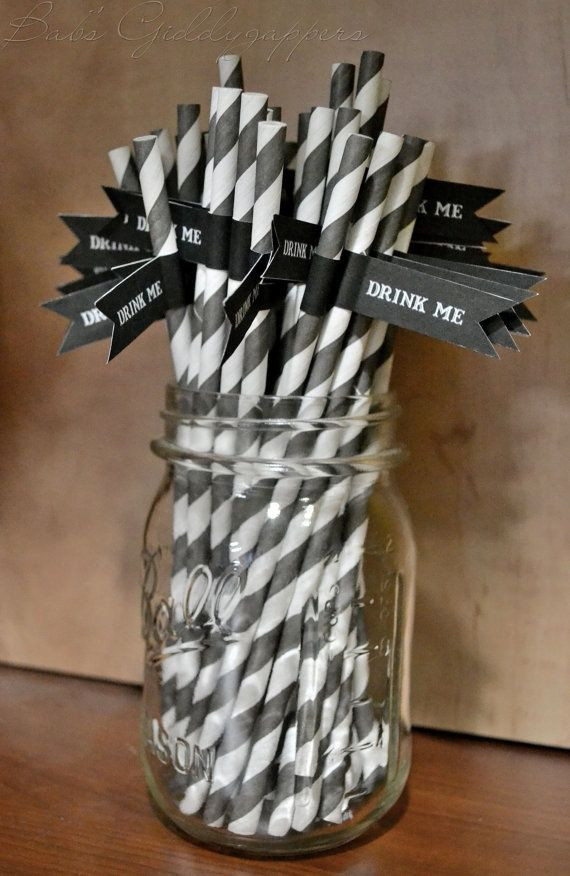 Black And White Birthday Decorations
 black and white party straws instead do wedding colors