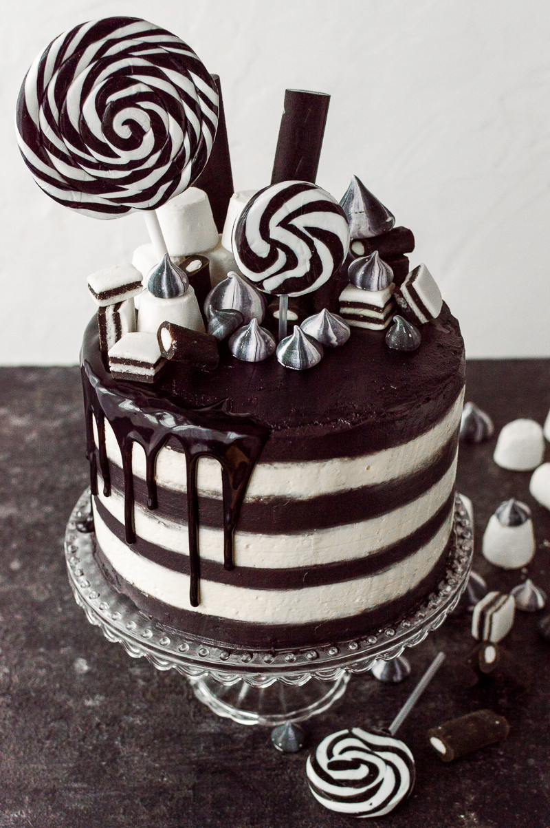 Black Birthday Cake
 Monochrome Cake Domestic Gothess