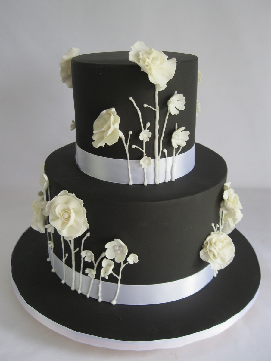 Black Birthday Cake
 Black And White Wildflowers CakeCentral