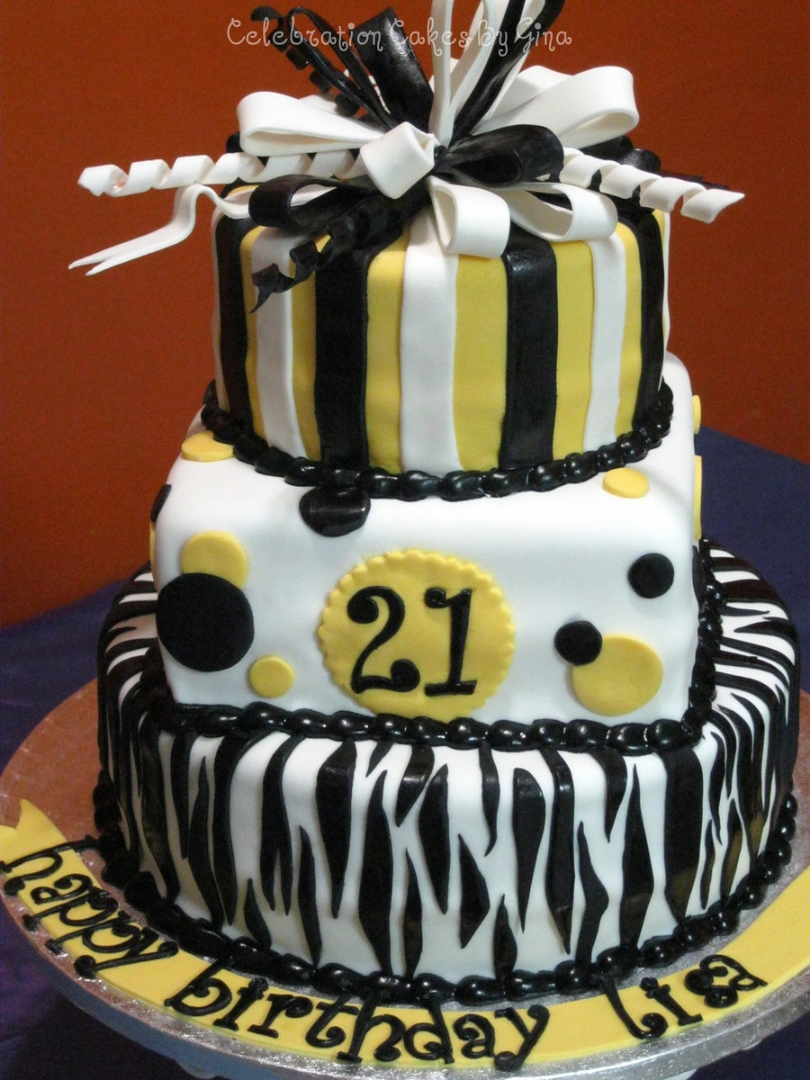 Black Birthday Cake
 Black White & Yellow Birthday Cake CakeCentral