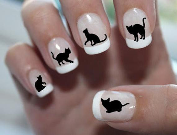 Black Cat Nail Art
 51 BLACK CATS nail decals BC2 Familiar Symbols Cat Nail Art
