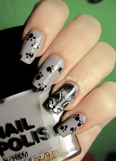 Black Cat Nail Art
 black cat nail art
