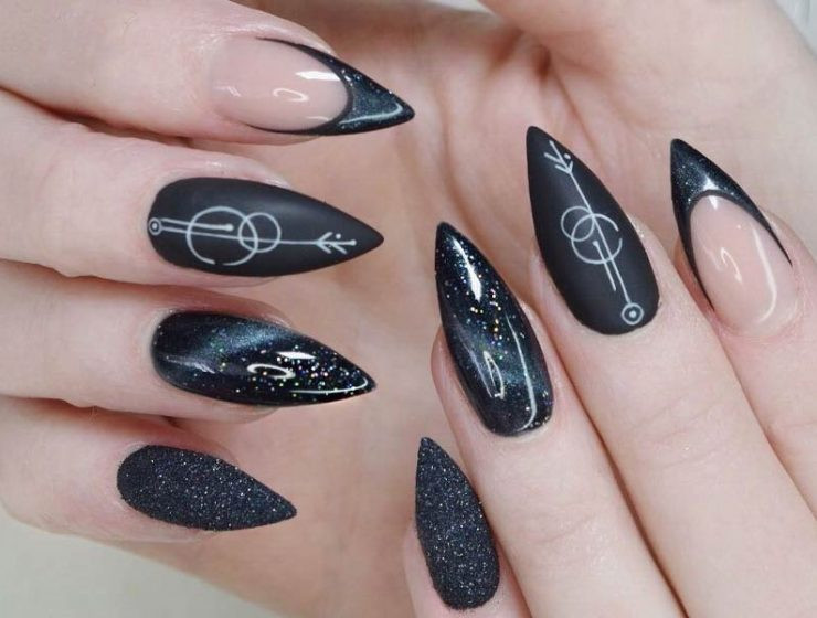 Black Glitter Stiletto Nails
 The Best Nail Shapes To Sport in 2017
