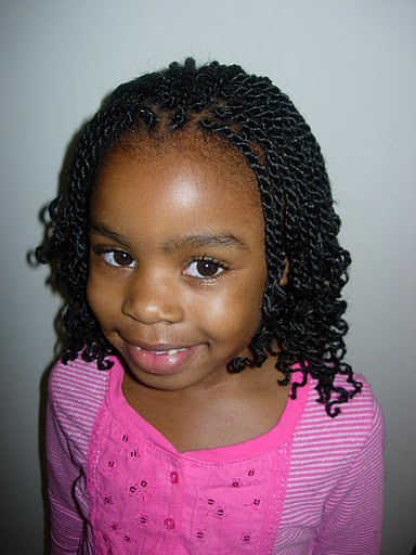 Black Hairstyles For Little Girls
 kinky twists hairstyle front view African American little