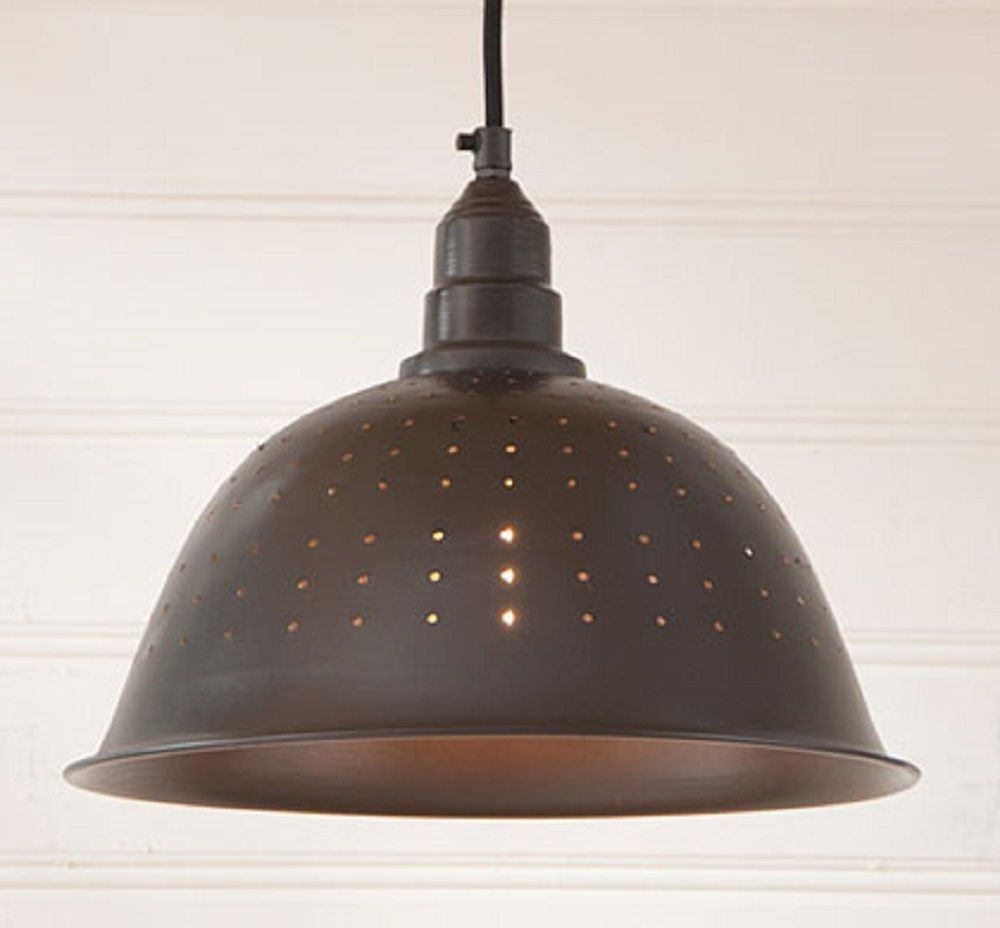 Black Kitchen Pendant Lights
 COUNTRY COLANDER PENDANT LAMP Primitive Smokey Black