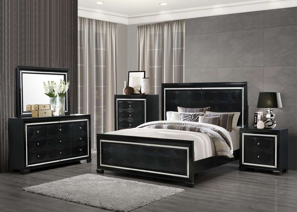 Black Modern Bedroom
 Super Modern Black Bedroom Set With Crocodile Upholstery