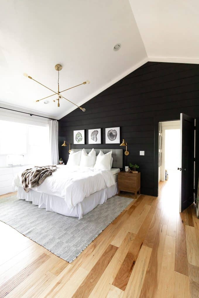Black Modern Bedroom
 Black and White Modern Master Bedroom Bright Green Door