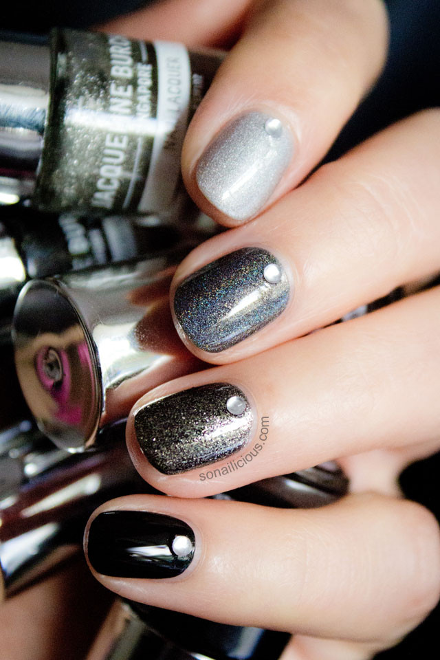Black Nails With Glitter
 Ombre Black Nails with Jacqueline Burchell Kit