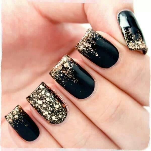 Black Nails With Gold Glitter
 black nails with gold glitter nails