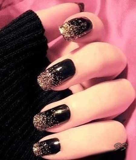 Black Nails With Gold Glitter
 16 Glamorous Glitter Nail Art Designs Pretty Designs