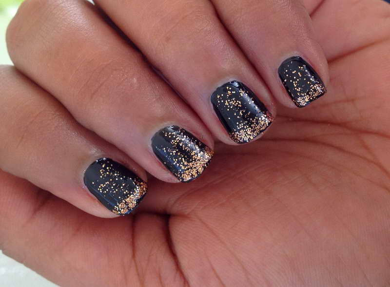 Black Nails With Gold Glitter
 65 Most Beautiful Glitter Nail Art Designs