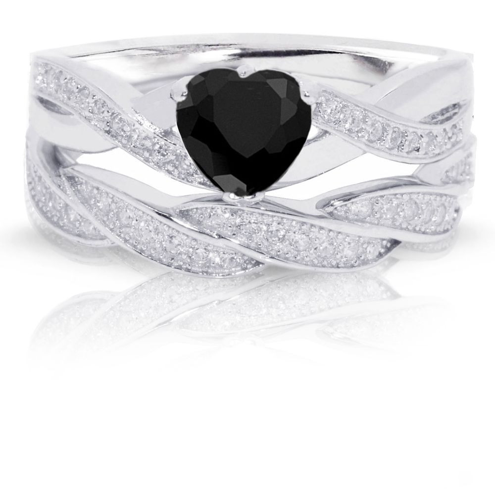 Black Onyx Wedding Ring Sets
 Infinity Celtic Black yx Heart Engagement Wedding Rose