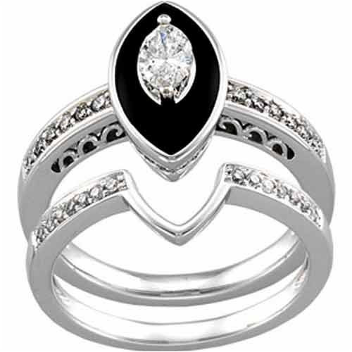 Black Onyx Wedding Ring Sets
 Amazon 14K White Gold Antique Inspired Marquise Black