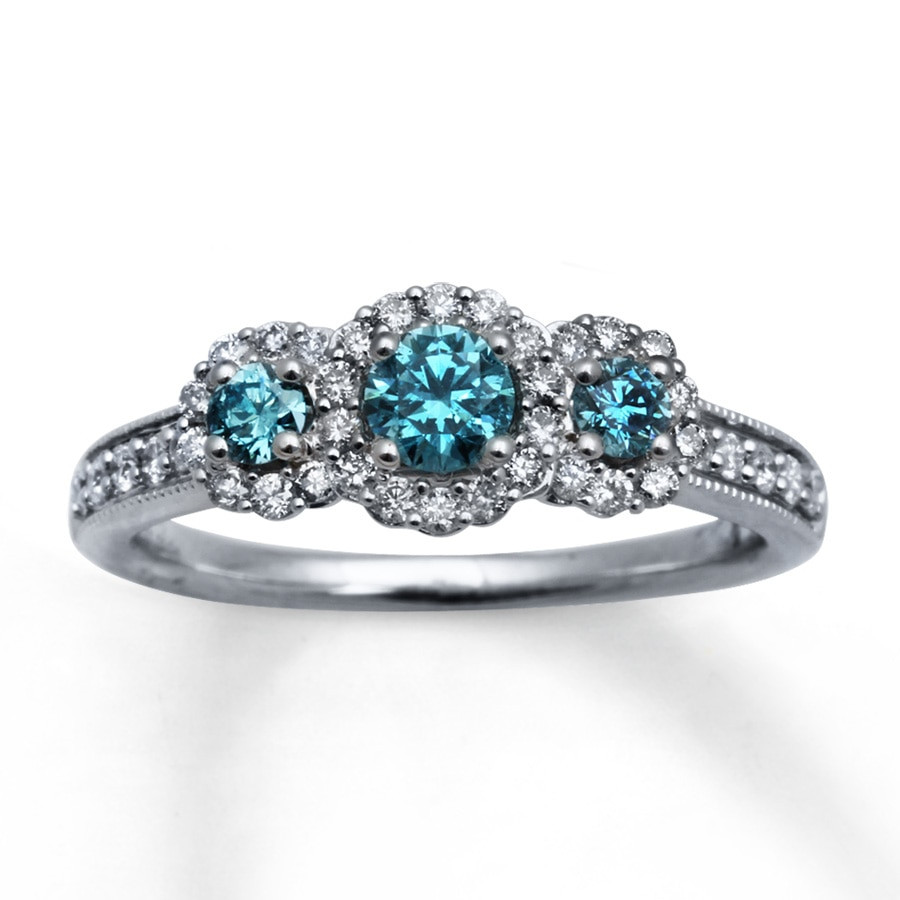 Blue Diamond Engagement Rings
 Kay Light Blue Diamonds 7 8 ct tw Engagement Ring 14K