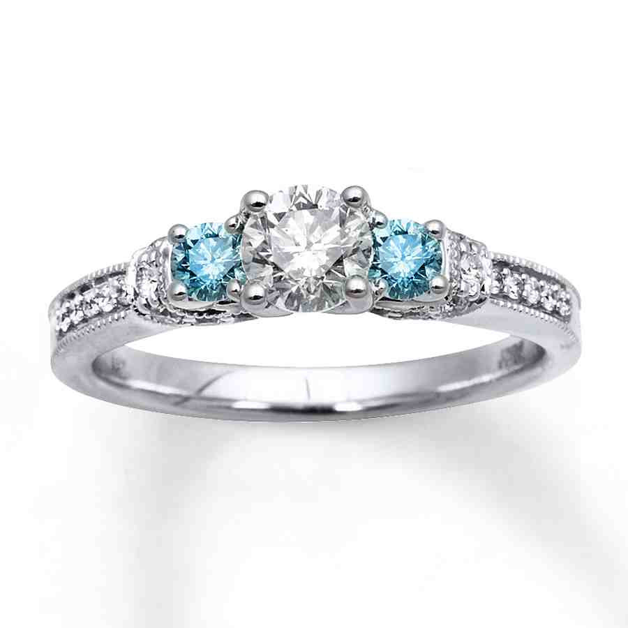 Blue Diamond Engagement Rings
 Blue Diamond White Gold Engagement Rings Wedding and