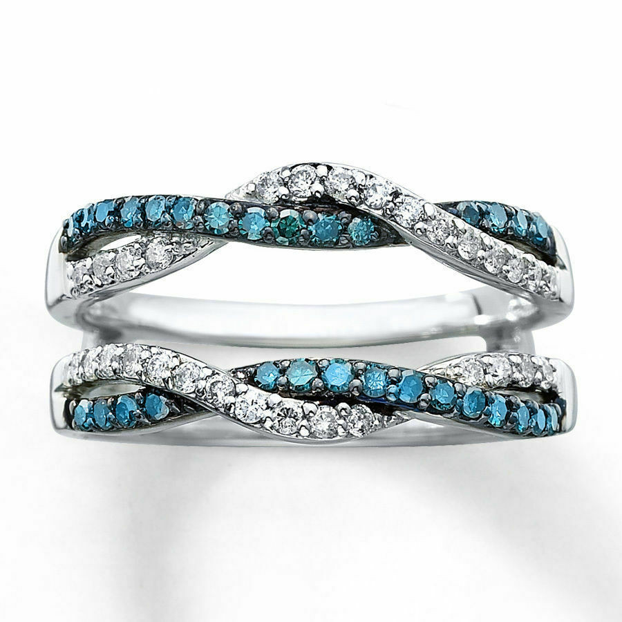Blue Diamond Engagement Rings
 Blue & White Diamond Solitaire Engagement Ring Enhancer
