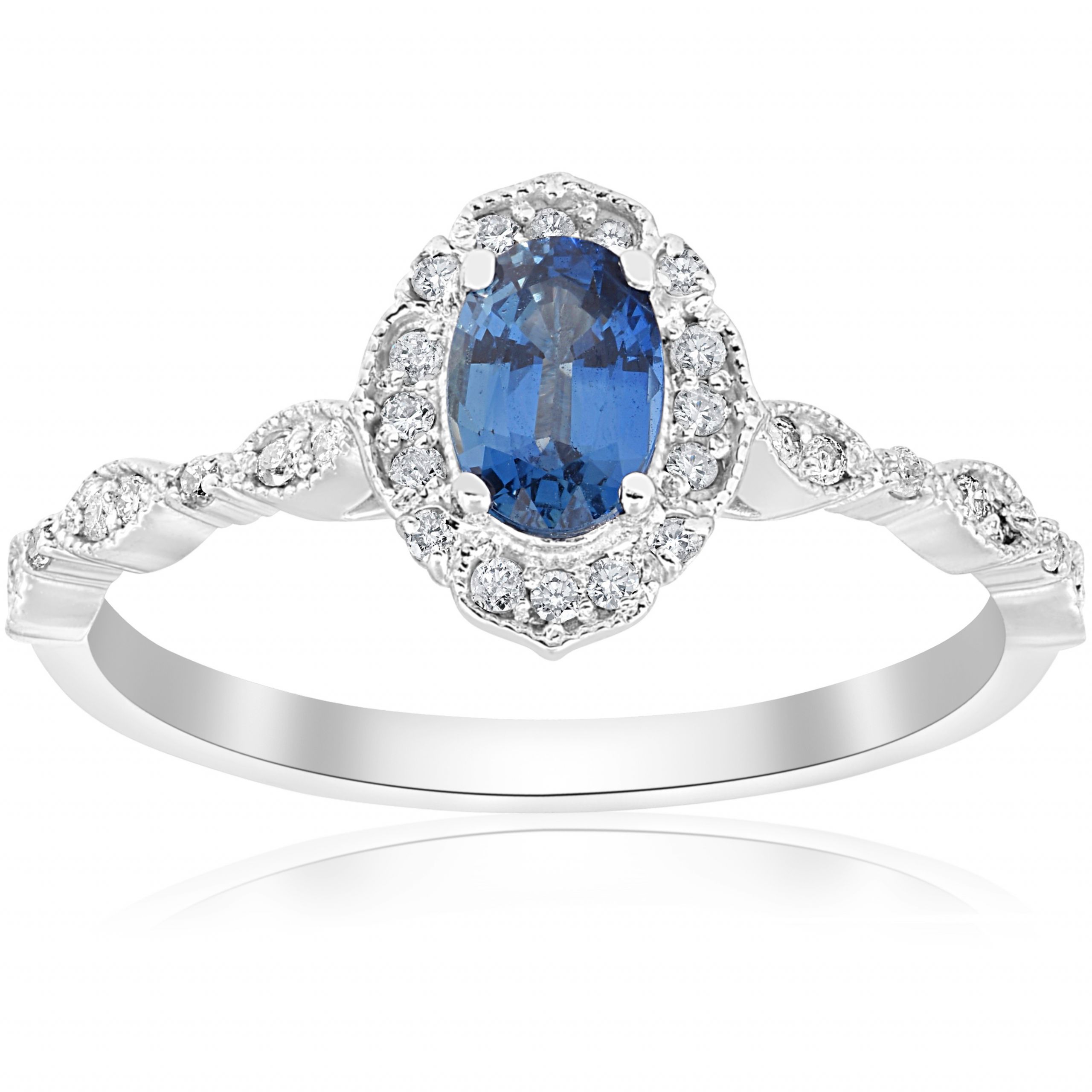 Blue Diamond Engagement Rings
 Blue Sapphire Vintage Halo Diamond Engagement 3 4ct Ring