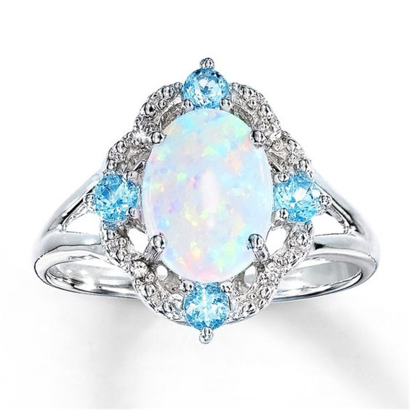 Blue Opal Wedding Rings
 Fire Opal Wedding Rings for Women Fashion Jewelry Blue