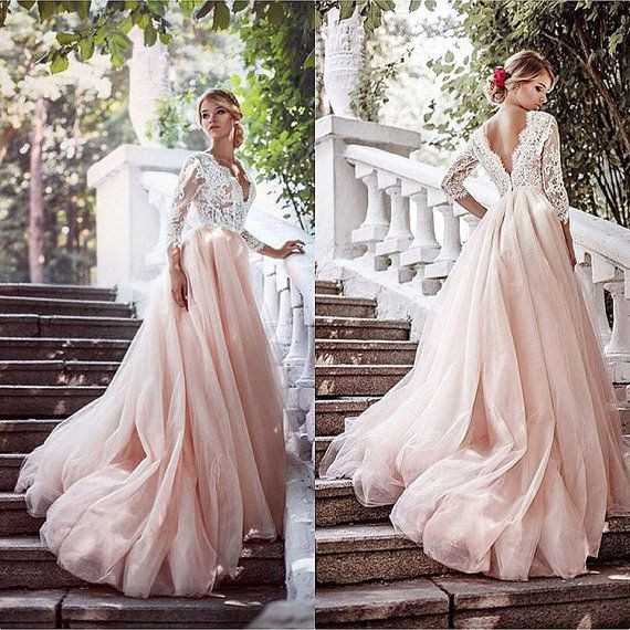 Blush Pink Wedding Gown
 Blush pink wedding dress Pink wedding dress Blush