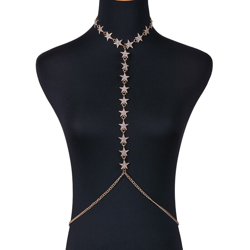 Body Jewelry Choker
 Star Body necklace Chain metal choker Statement Necklace