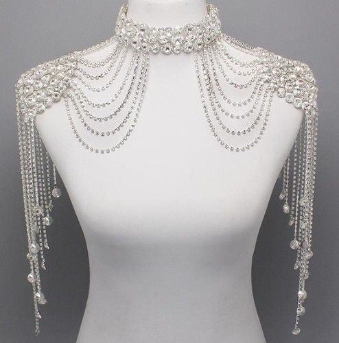 Body Jewelry Choker
 Bridal Couture Steampunk GLAMOUR Crystal Shoulder Neck