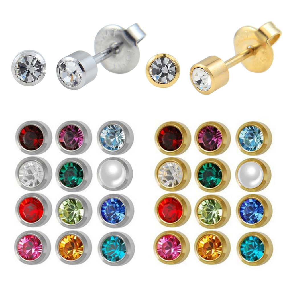Body Jewelry Earrings
 12pairs Fashion Silver Gold Birthstone Ear Piercing Stud