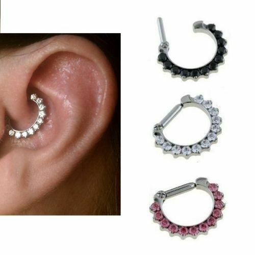 Body Jewelry Ears
 Rook Daith Tragus Ear er with jewels 14 gauge 8mm 5
