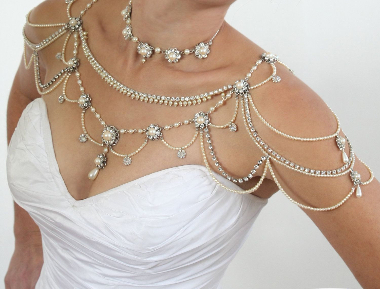 Body Jewelry Fashion
 Bridal Necklace For The SHOULDERS Victorian Style Beaded