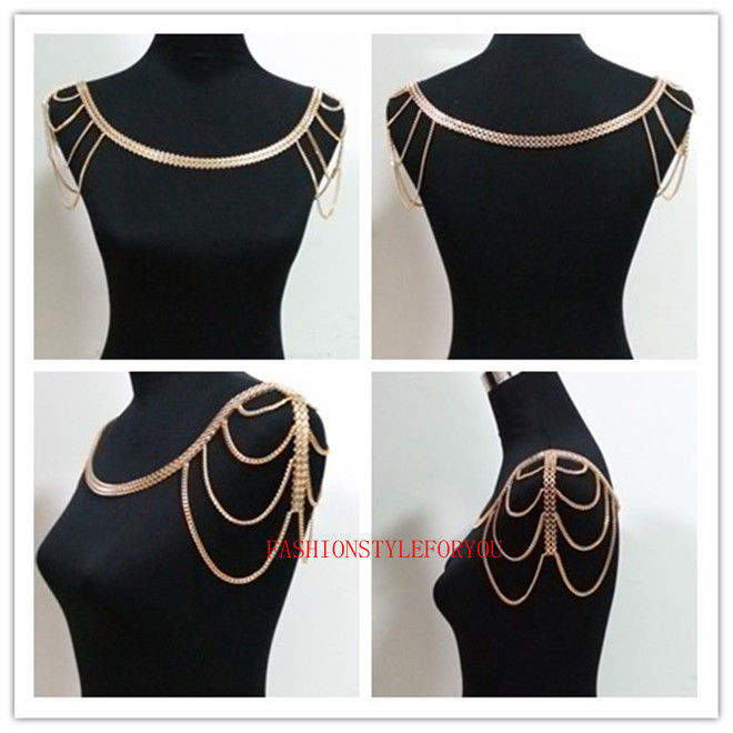 Body Jewelry Fashion
 Fashion Style S10 Women Gold Plated "W" Chains Shoulder
