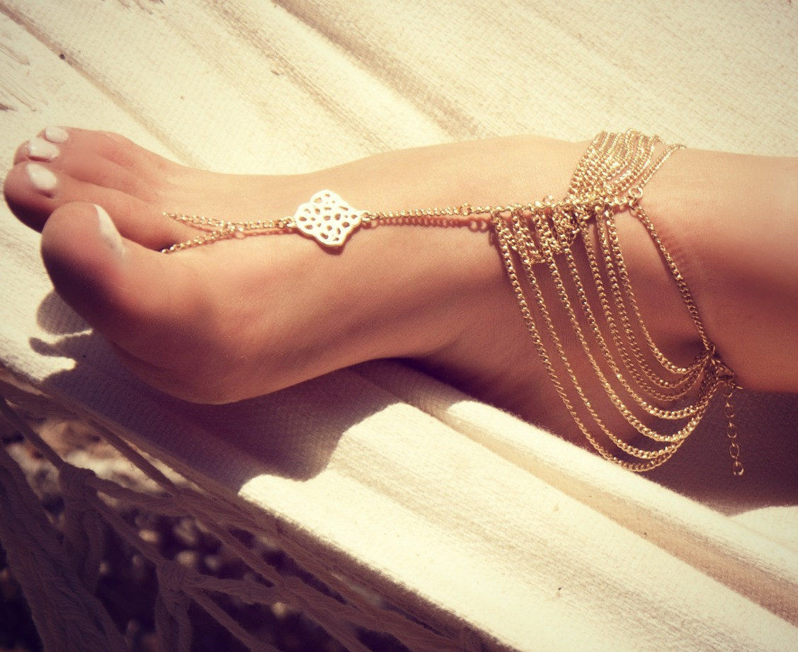 Body Jewelry Foot
 KATY ANKLET gold chain foot anklet available in gold or