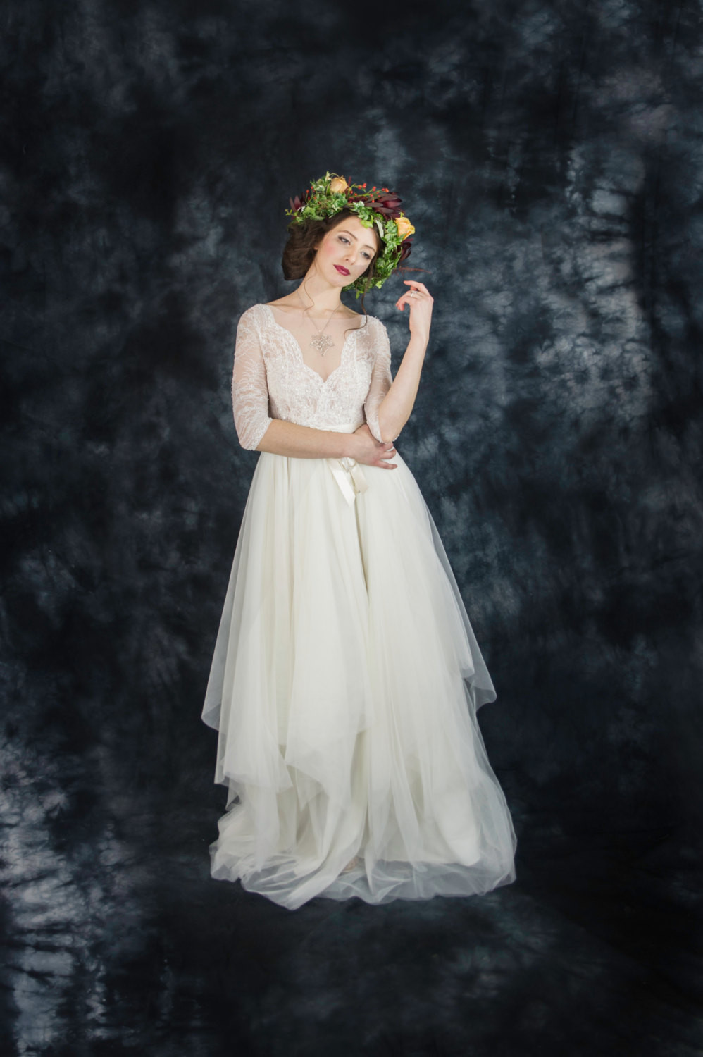 Bohemian Wedding Gown
 Ivory lace bohemian wedding dress boho wedding dress long