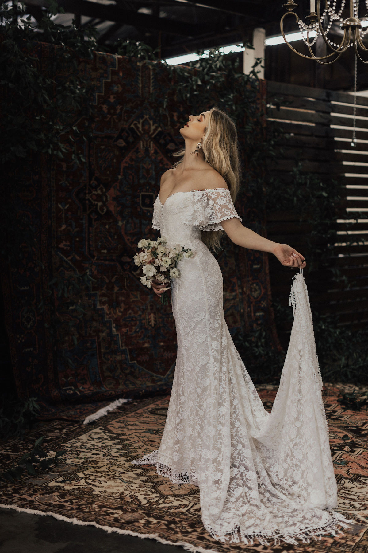 Bohemian Wedding Gown
 Callista f the Shoulder Lace Dress