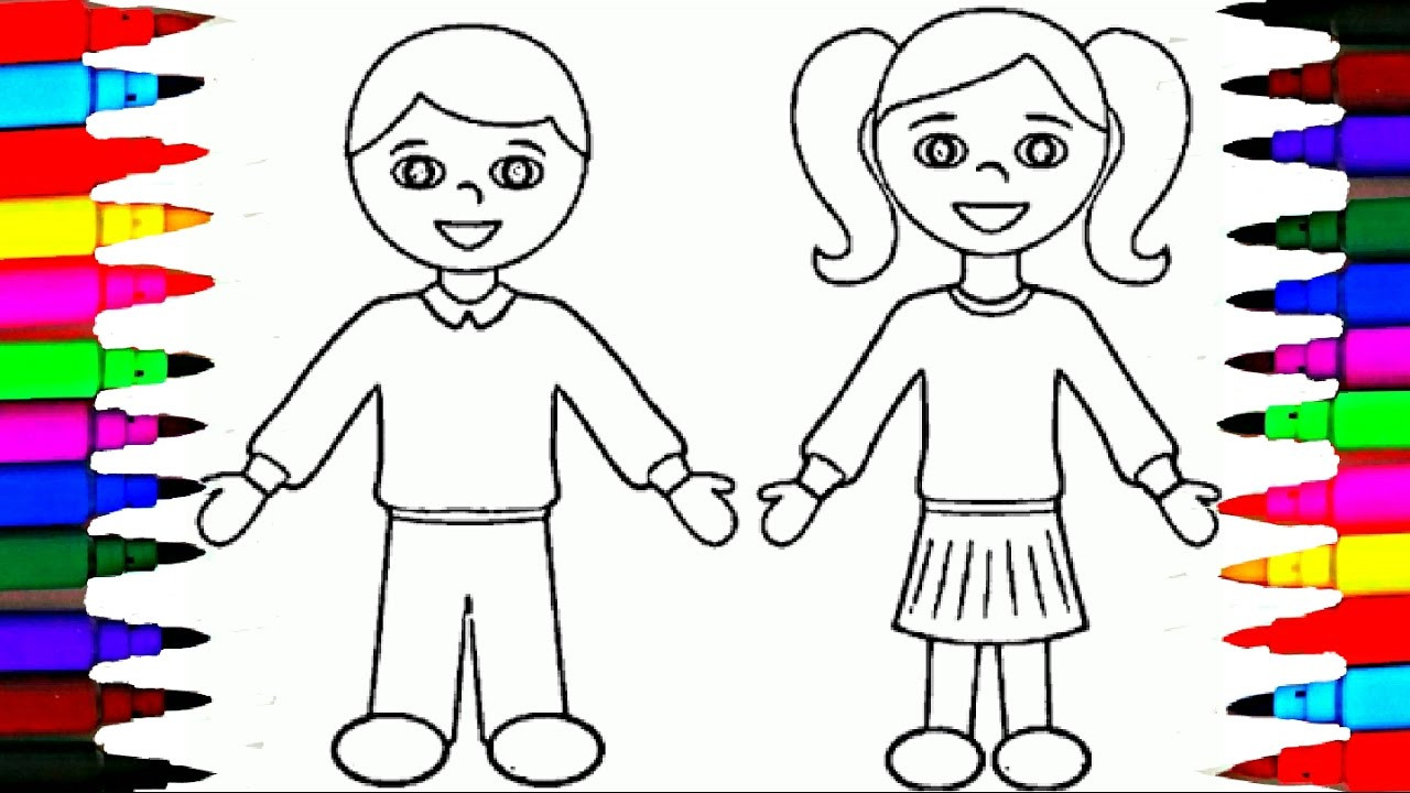 Boys And Girls Coloring Pages
 School Girl and Boy Coloring Pages l Kids Drawing Coloring