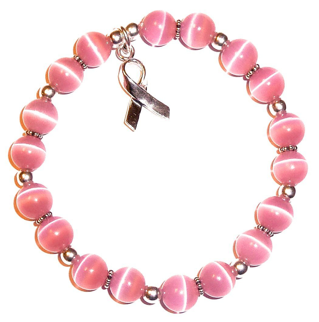 Breast Cancer Bracelet
 Breast Cancer Awareness Bracelet Sterling Silver Pink 8mm