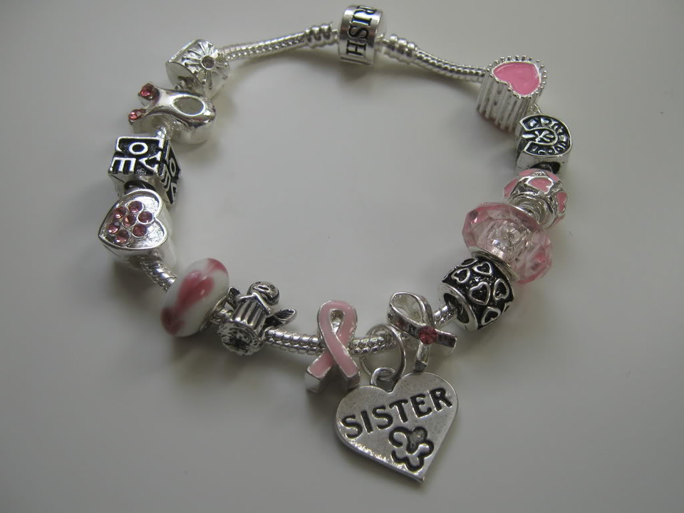 Breast Cancer Bracelet
 LADIES BREAST CANCER AWARENESS CHARM BRACELET £1 DONATE